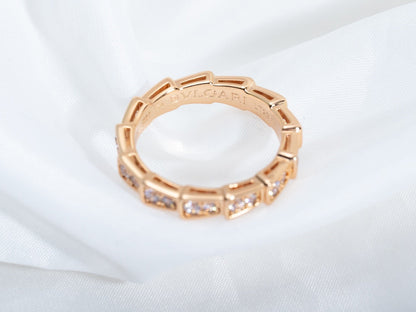 [Lumi Jewelry]SERPENTI RING PINK GOLD DIAMOND PAVED 3MM