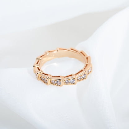 [Lumi Jewelry]SERPENTI RING PINK GOLD DIAMOND PAVED 3MM