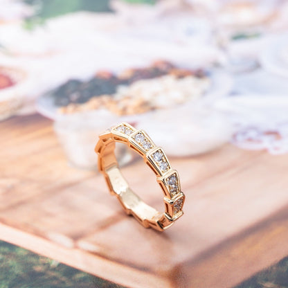[Lumi Jewelry]SERPENTI RING PINK GOLD DIAMOND PAVED 3MM