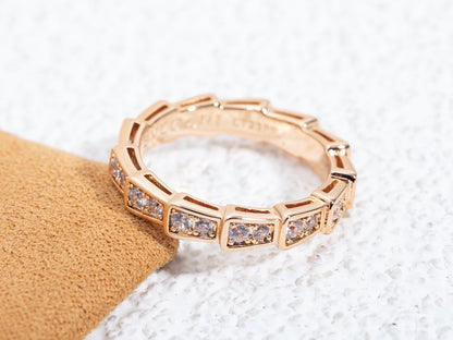 [Lumi Jewelry]SERPENTI RING PINK GOLD DIAMOND PAVED 3MM
