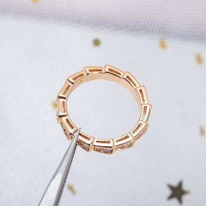 [Lumi Jewelry]SERPENTI RING PINK GOLD DIAMOND PAVED 3MM