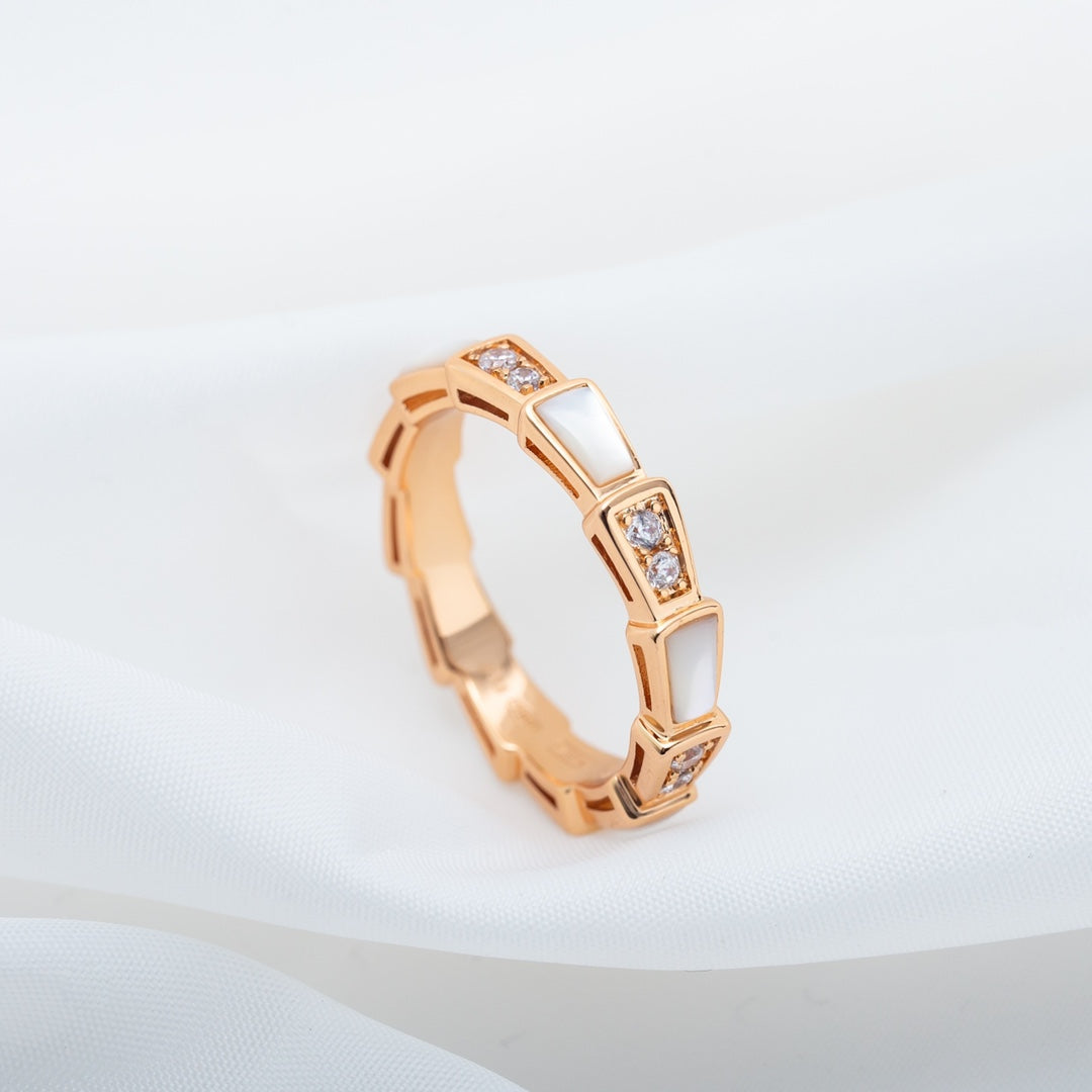 [Lumi Jewelry]SERPENTI RING PINK GOLD DIAMOND MOP 3MM