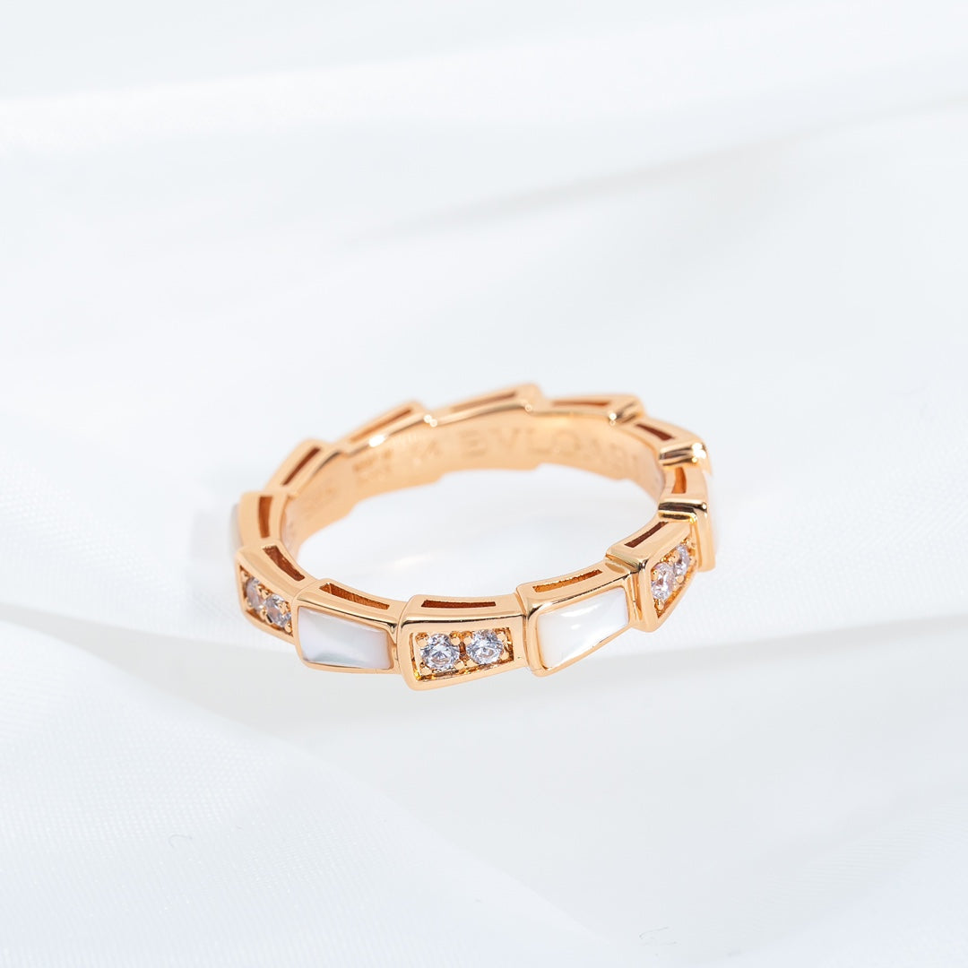 [Lumi Jewelry]SERPENTI RING PINK GOLD DIAMOND MOP 3MM