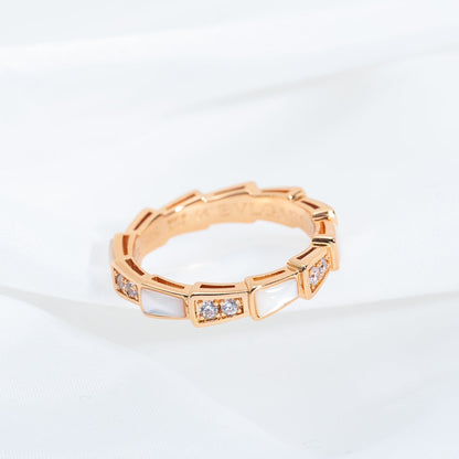 [Lumi Jewelry]SERPENTI RING PINK GOLD DIAMOND MOP 3MM