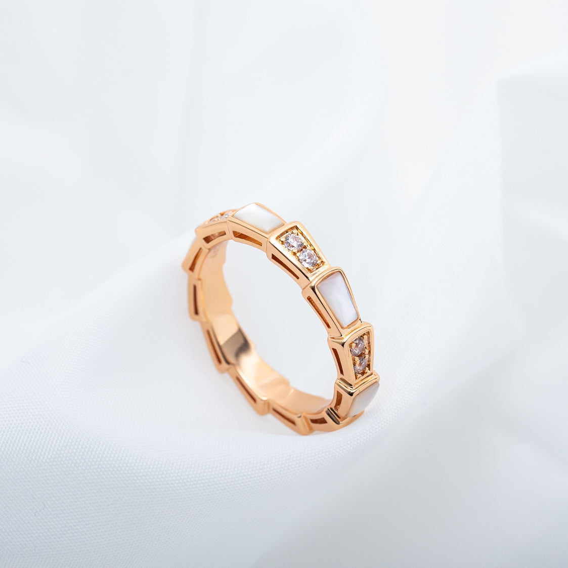 [Lumi Jewelry]SERPENTI RING PINK GOLD DIAMOND MOP 3MM