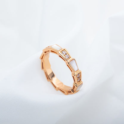 [Lumi Jewelry]SERPENTI RING PINK GOLD DIAMOND MOP 3MM