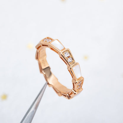 [Lumi Jewelry]SERPENTI RING PINK GOLD DIAMOND MOP 3MM