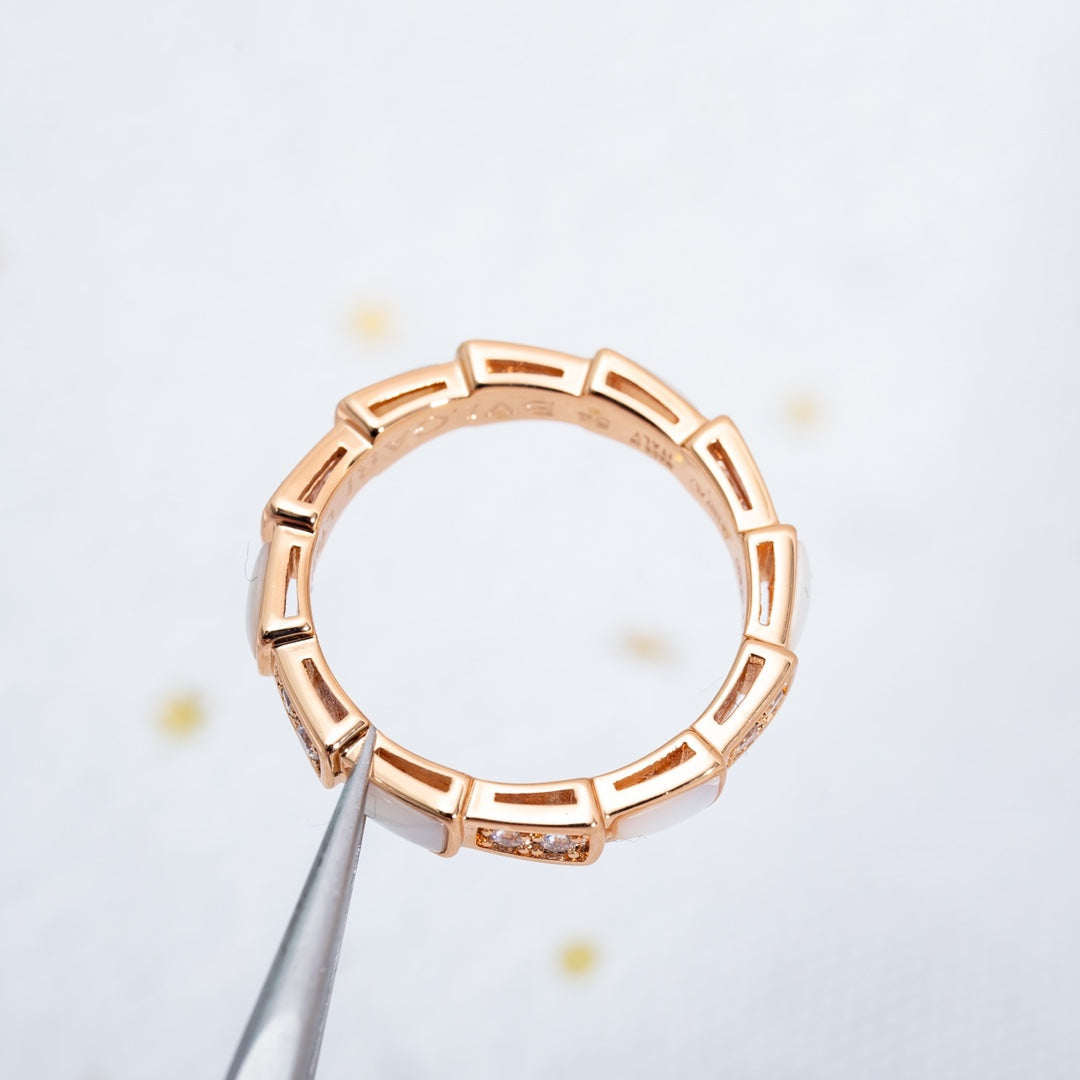 [Lumi Jewelry]SERPENTI RING PINK GOLD DIAMOND MOP 3MM