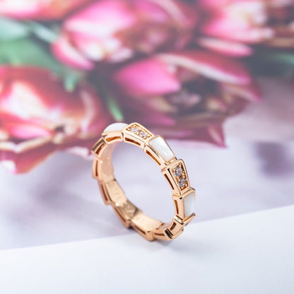 [Lumi Jewelry]SERPENTI RING PINK GOLD DIAMOND MOP 3MM