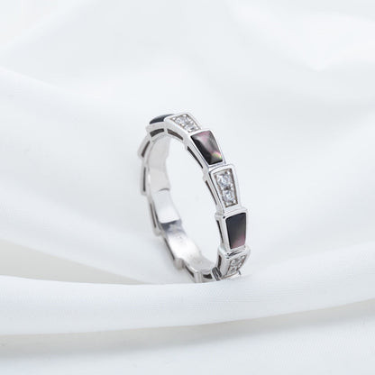 [Lumi Jewelry]SERPENTI RING SILVER  DIAMOND BLACK MOP 3MM