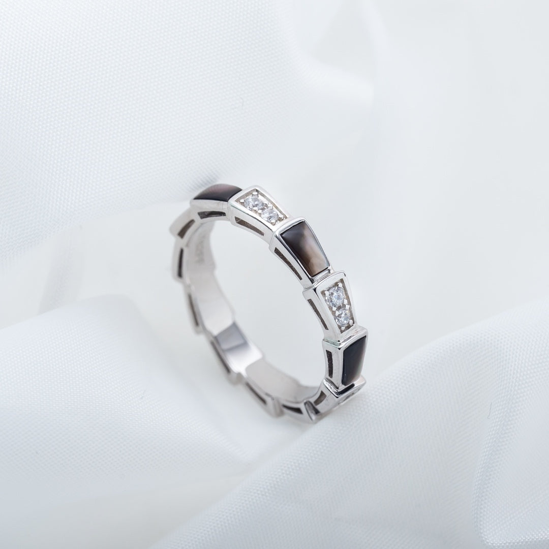 [Lumi Jewelry]SERPENTI RING SILVER  DIAMOND BLACK MOP 3MM