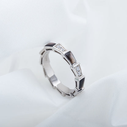 [Lumi Jewelry]SERPENTI RING SILVER  DIAMOND BLACK MOP 3MM