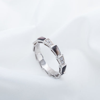 [Lumi Jewelry]SERPENTI RING SILVER  DIAMOND BLACK MOP 3MM