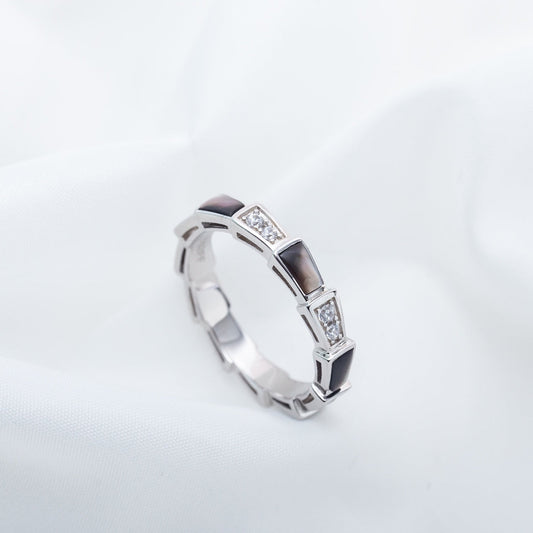 [Lumi Jewelry]SERPENTI RING SILVER  DIAMOND BLACK MOP 3MM