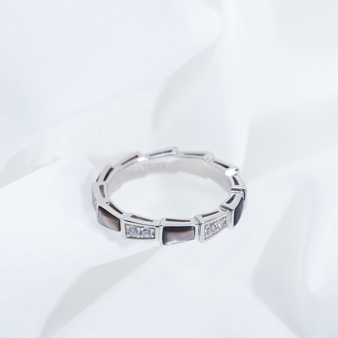 [Lumi Jewelry]SERPENTI RING SILVER  DIAMOND BLACK MOP 3MM