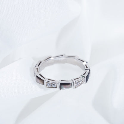 [Lumi Jewelry]SERPENTI RING SILVER  DIAMOND BLACK MOP 3MM