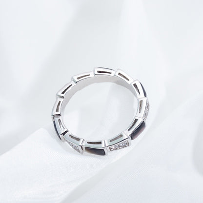 [Lumi Jewelry]SERPENTI RING SILVER  DIAMOND BLACK MOP 3MM