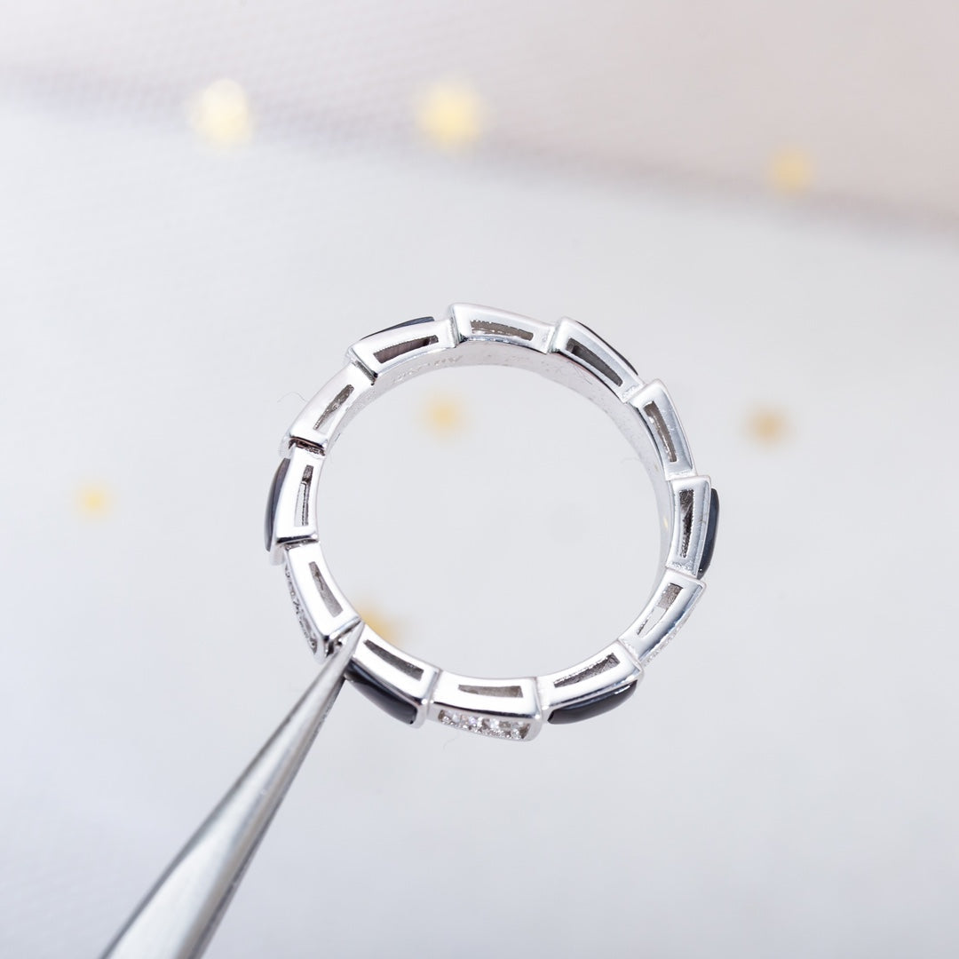 [Lumi Jewelry]SERPENTI RING SILVER  DIAMOND BLACK MOP 3MM