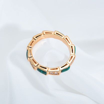 [Lumi Jewelry]SERPENTI RING PINK GOLD MALACHITE DIAMOND 3MM