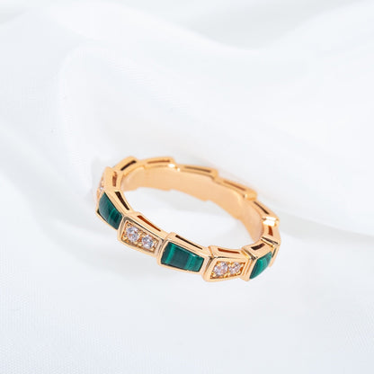 [Lumi Jewelry]SERPENTI RING PINK GOLD MALACHITE DIAMOND 3MM