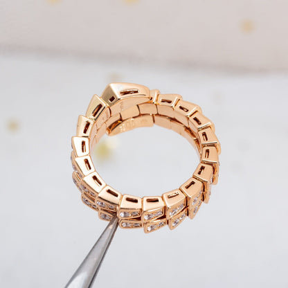 [Lumi Jewelry]SERPENTI RING PINK GOLD DIAMOND DOUBLE ROW