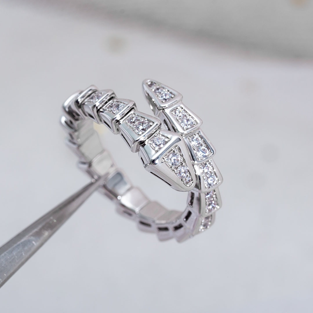 [Lumi Jewelry]SERPENTI RING SILVER DIAMOND PAVED 4MM