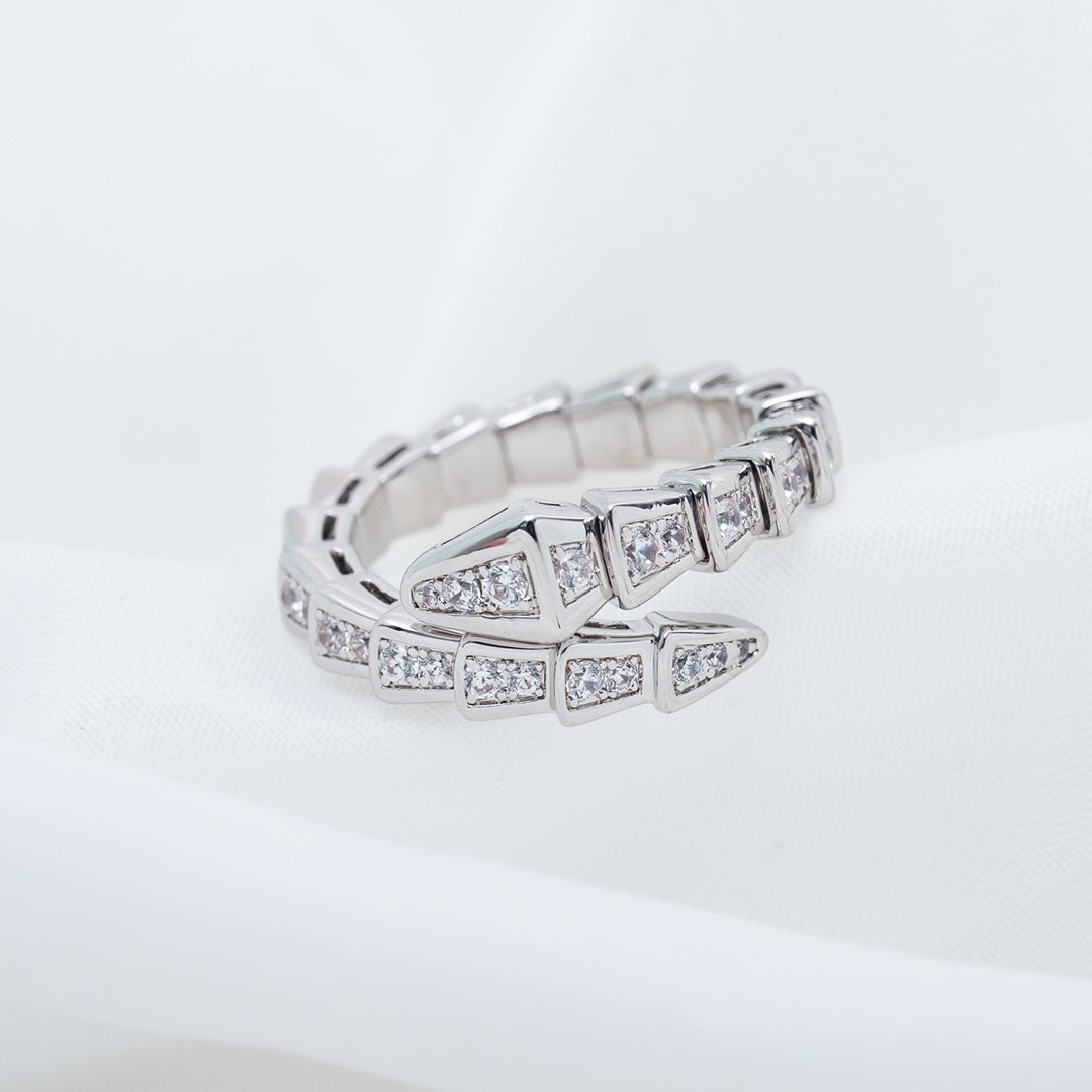 [Lumi Jewelry]SERPENTI RING SILVER DIAMOND PAVED 4MM