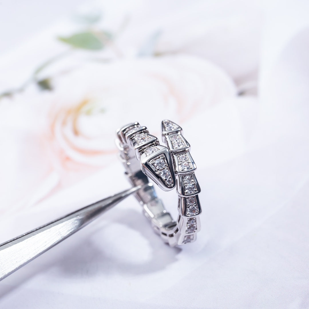 [Lumi Jewelry]SERPENTI RING SILVER DIAMOND PAVED 4MM