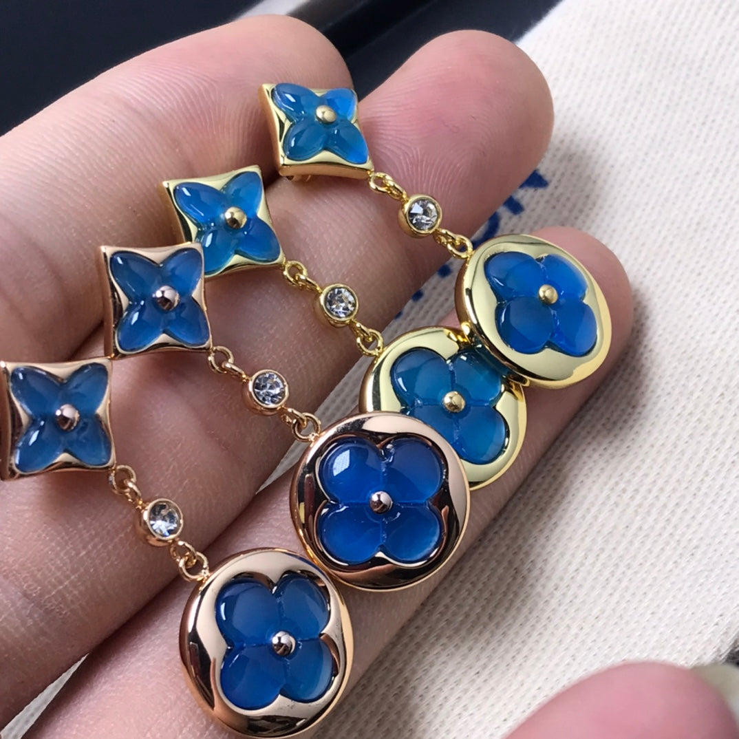 [Lumi Jewelry]STAR AND SUN AGATE DIAMOND EARRINGS