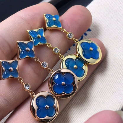 [Lumi Jewelry]STAR AND SUN AGATE DIAMOND EARRINGS