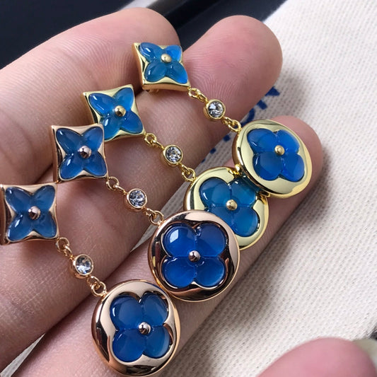 [Lumi Jewelry]STAR AND SUN AGATE DIAMOND EARRINGS