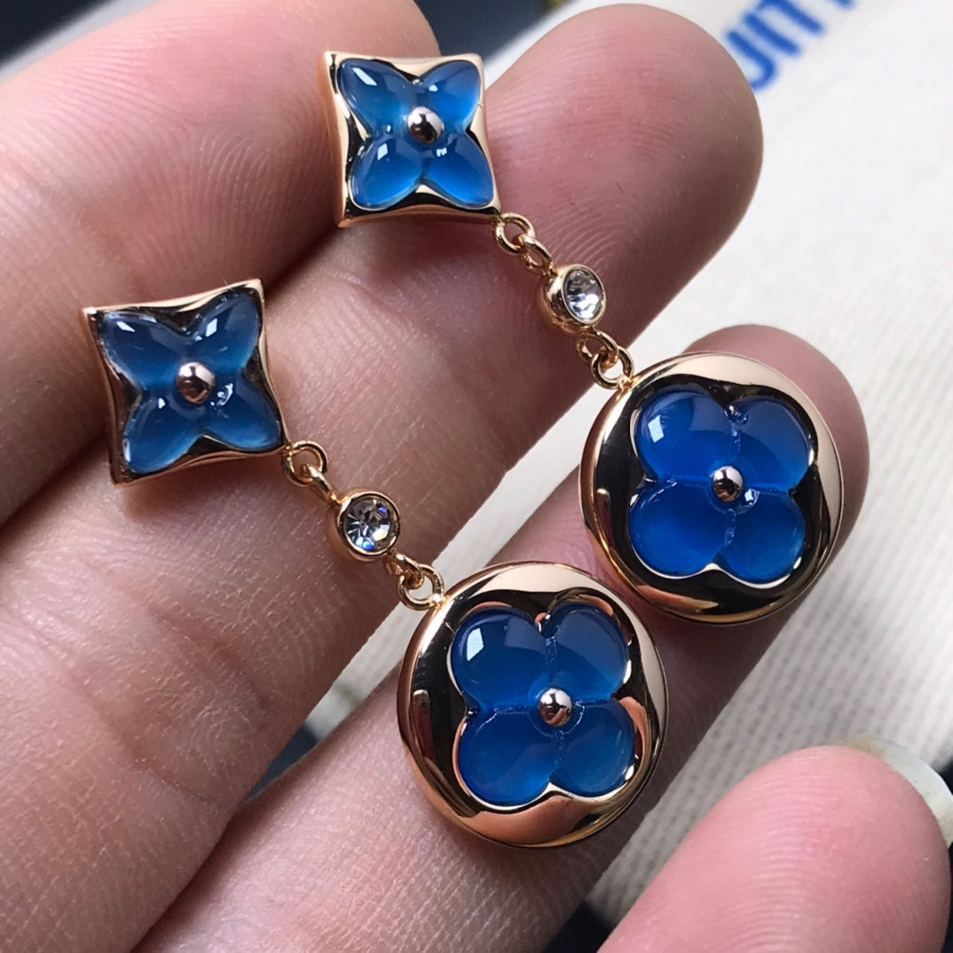 [Lumi Jewelry]STAR AND SUN AGATE DIAMOND EARRINGS