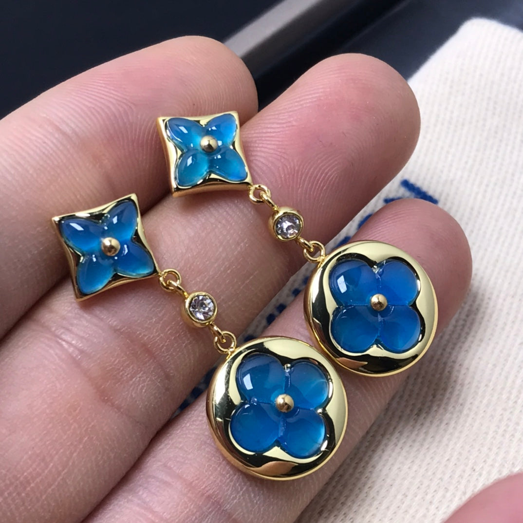 [Lumi Jewelry]STAR AND SUN AGATE DIAMOND EARRINGS
