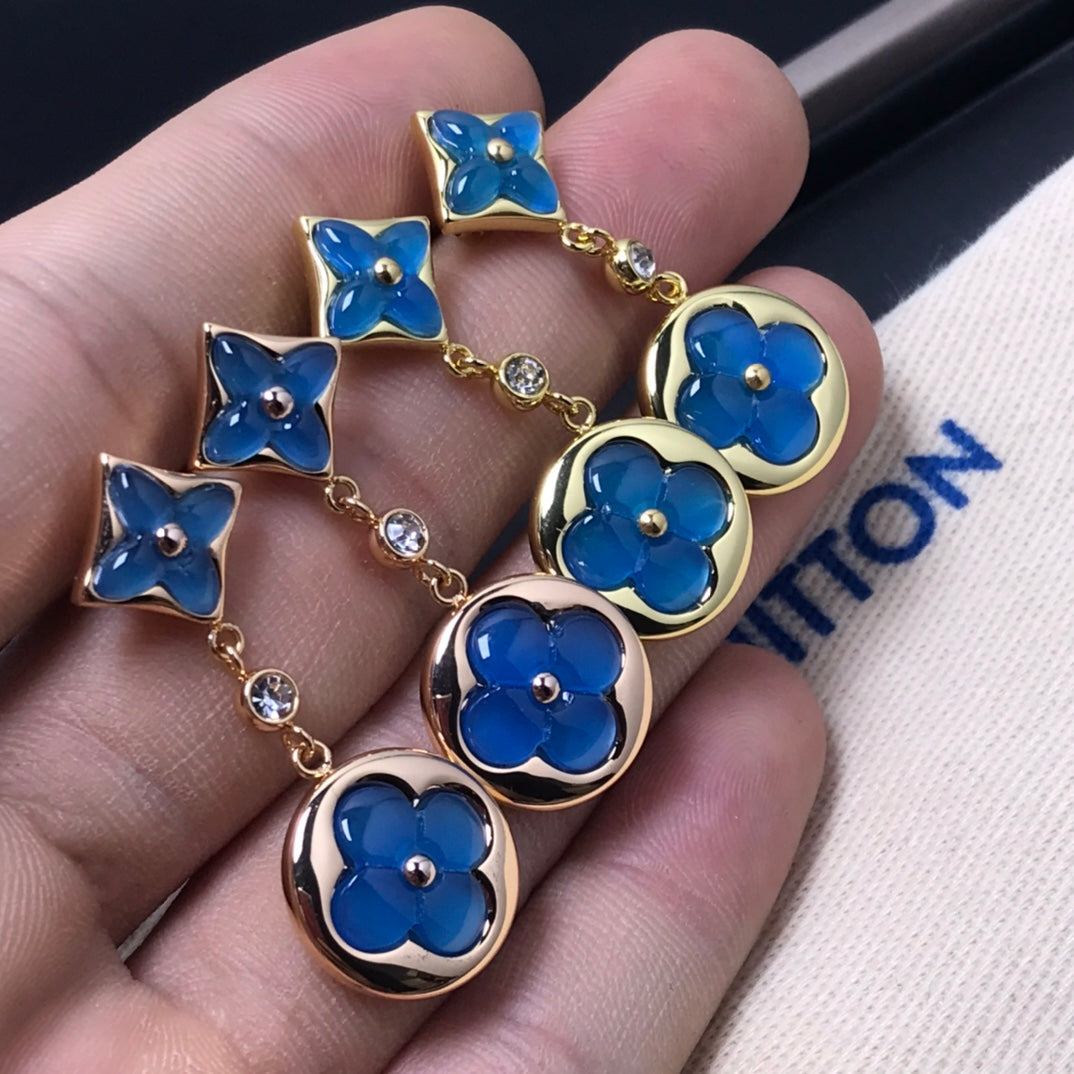 [Lumi Jewelry]STAR AND SUN AGATE DIAMOND EARRINGS