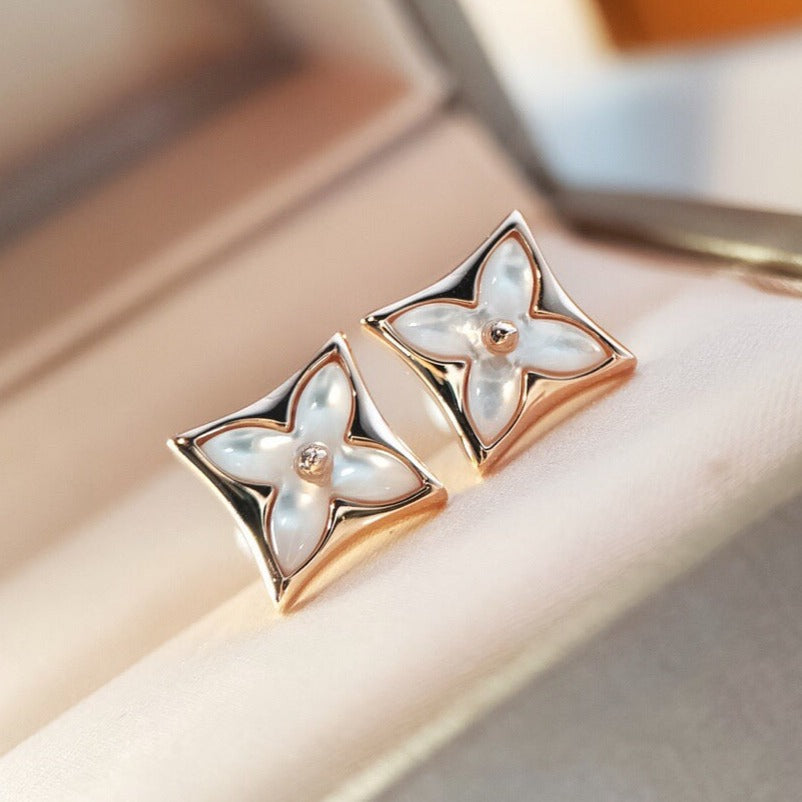 [Lumi Jewelry]STAR MOP PINK GOLD EARRINGS