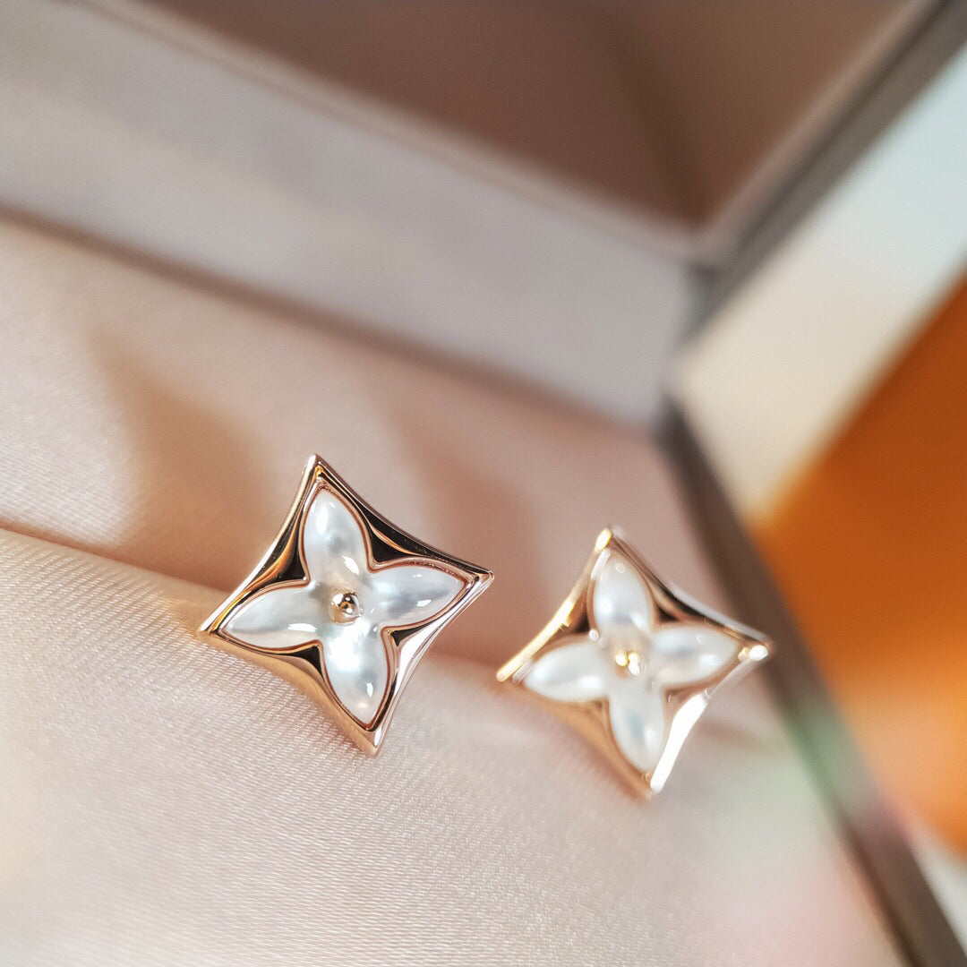 [Lumi Jewelry]STAR MOP PINK GOLD EARRINGS