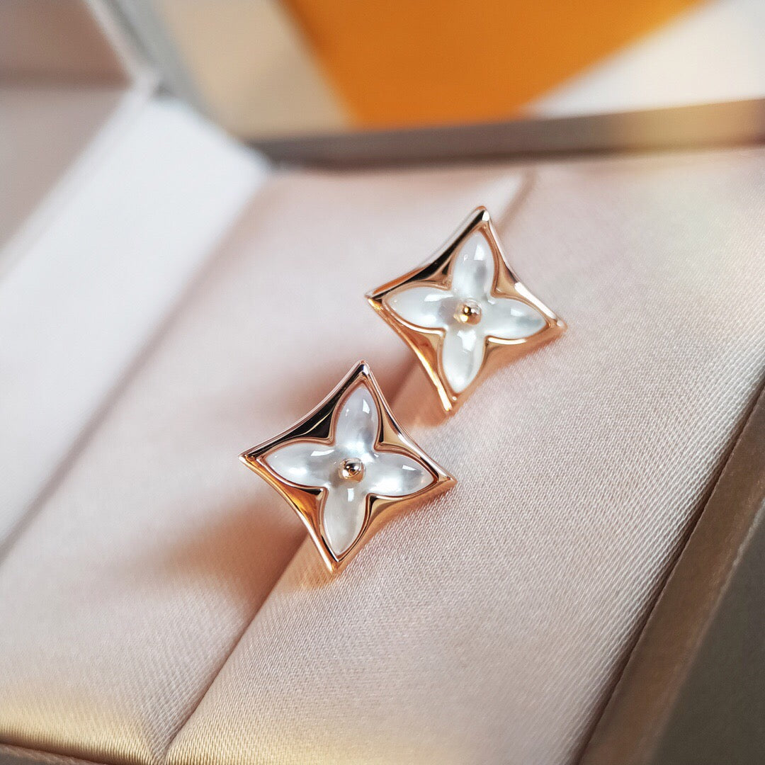 [Lumi Jewelry]STAR MOP PINK GOLD EARRINGS