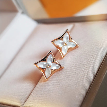 [Lumi Jewelry]STAR MOP PINK GOLD EARRINGS