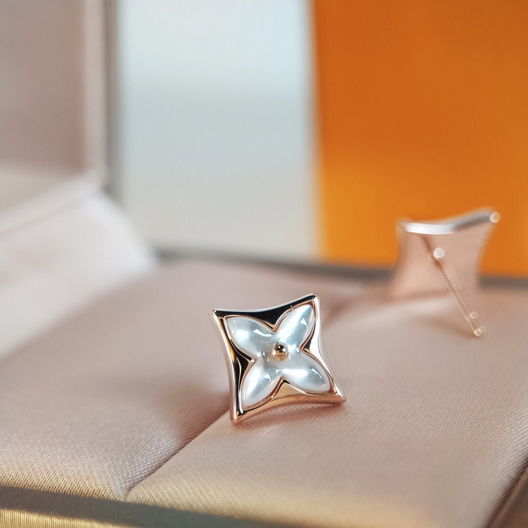 [Lumi Jewelry]STAR MOP PINK GOLD EARRINGS