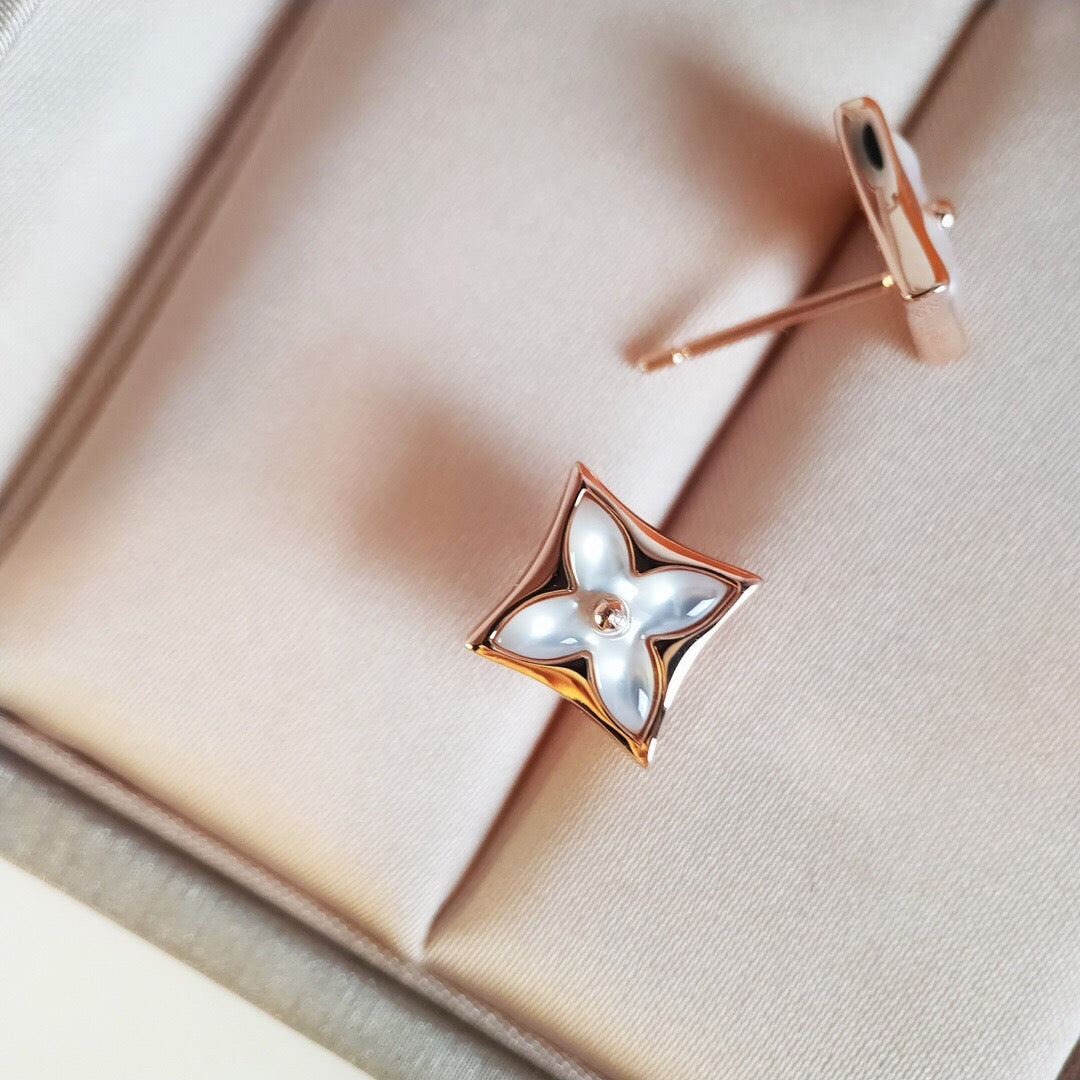 [Lumi Jewelry]STAR MOP PINK GOLD EARRINGS