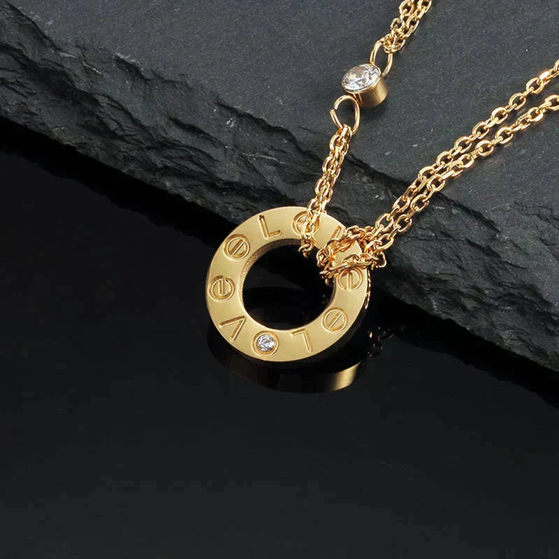 [Lumi Jewelry]LOVE NECKLACE 16MM 2 DIAMONDS