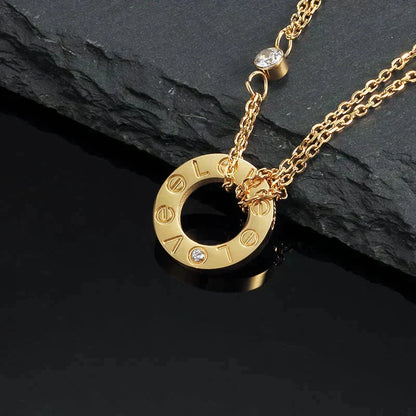 [Lumi Jewelry]LOVE NECKLACE 16MM 2 DIAMONDS