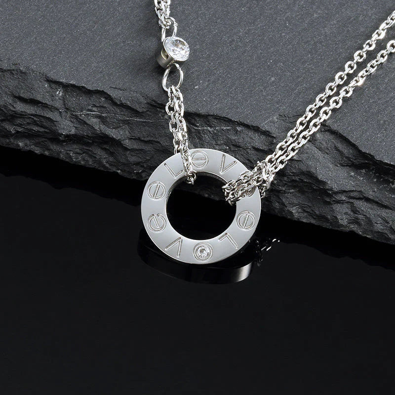 [Lumi Jewelry]LOVE NECKLACE 16MM 2 DIAMONDS