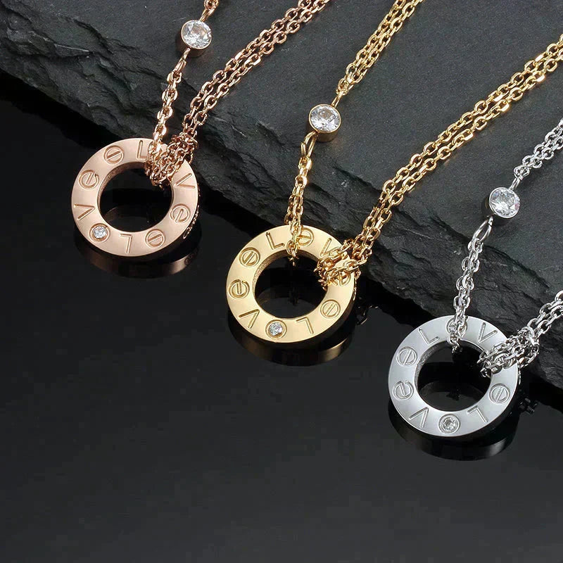 [Lumi Jewelry]LOVE NECKLACE 16MM 2 DIAMONDS