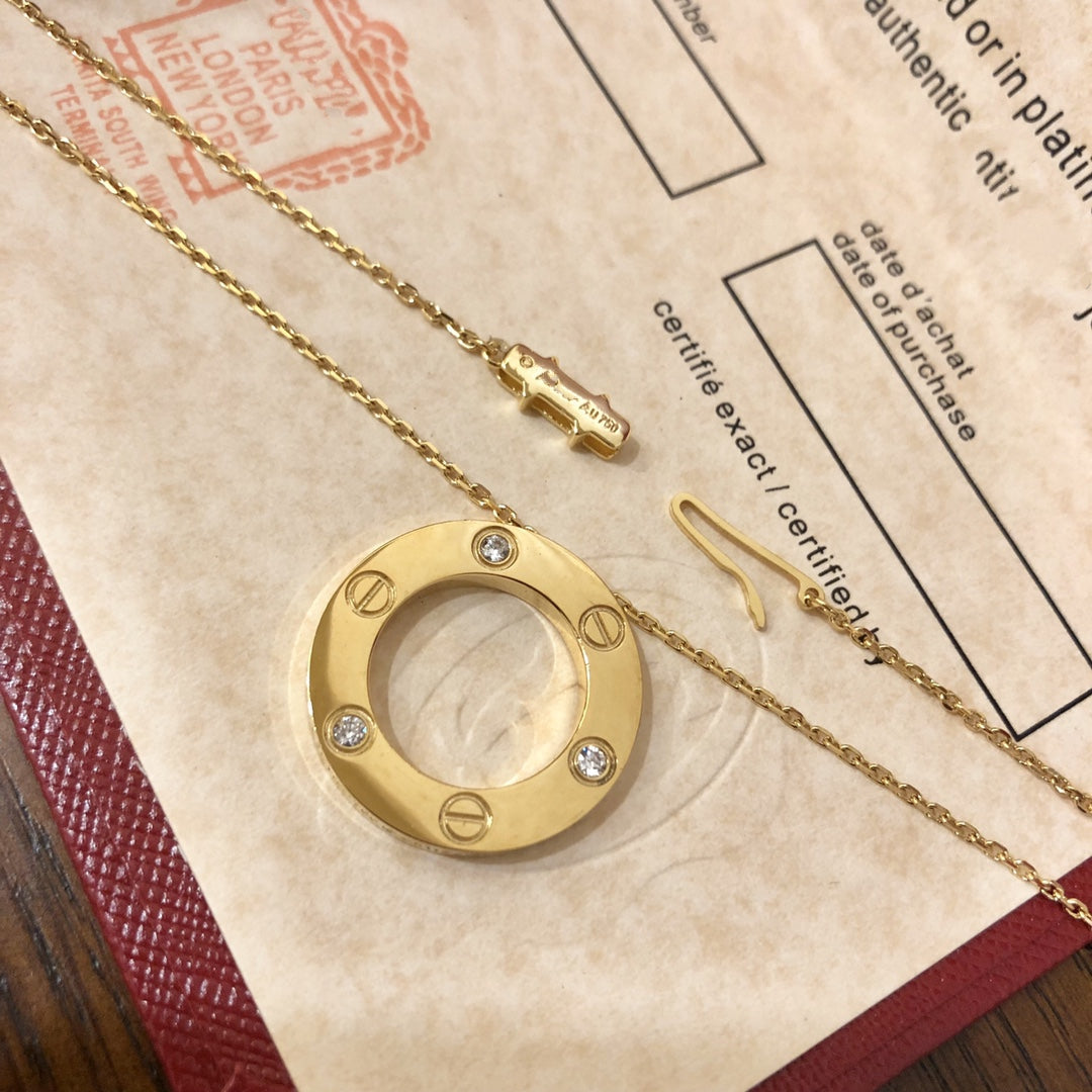 [Lumi Jewelry]LOVE NECKLACE 16MM 3 DIAMONDS