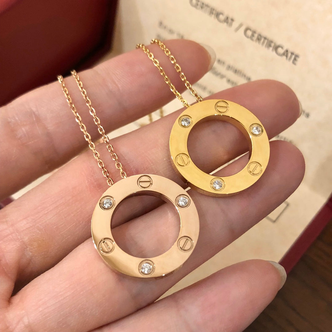 [Lumi Jewelry]LOVE NECKLACE 16MM 3 DIAMONDS