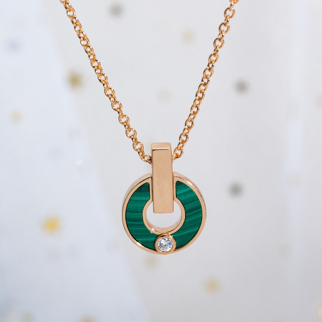 [Lumi Jewelry]GARI NECKLACE PINK GOLD MALACHITE