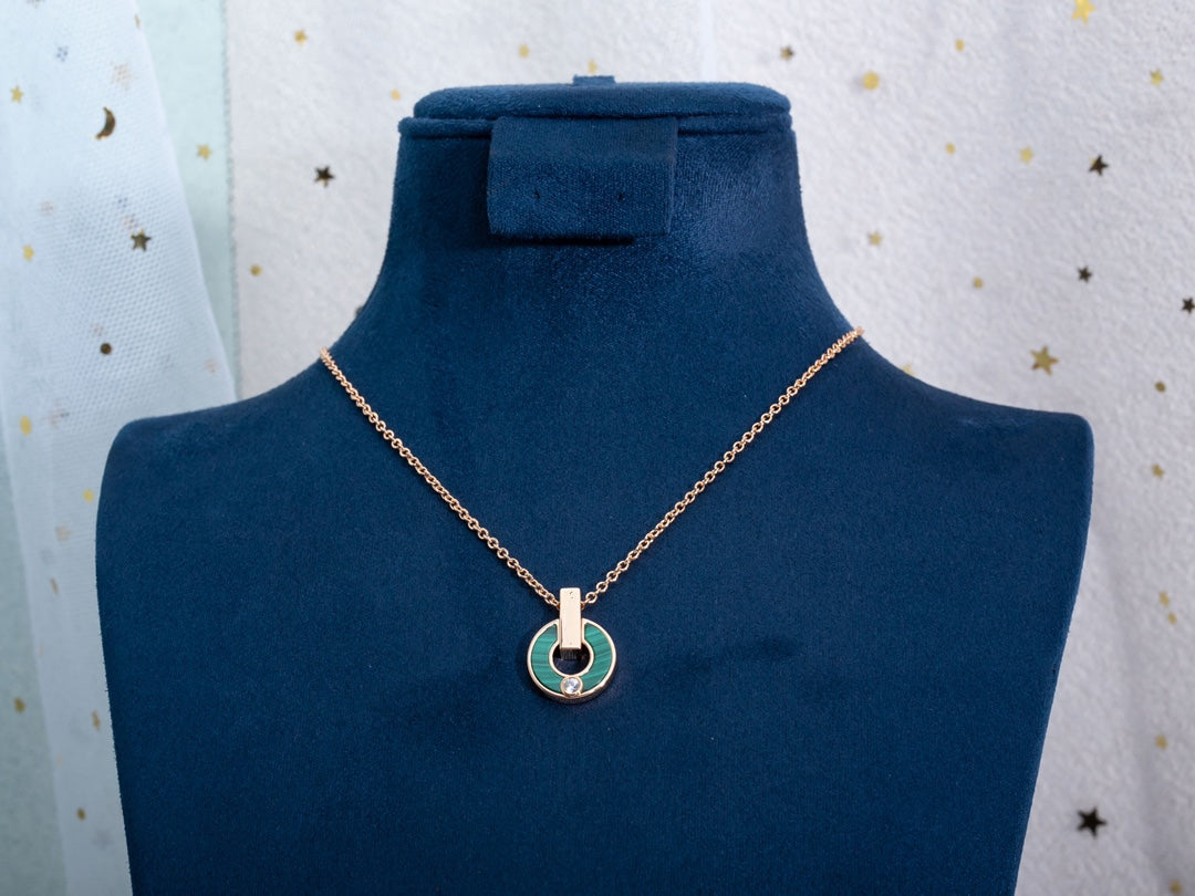 [Lumi Jewelry]GARI NECKLACE PINK GOLD MALACHITE