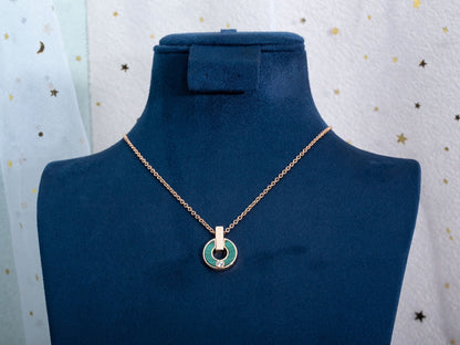 [Lumi Jewelry]GARI NECKLACE PINK GOLD MALACHITE