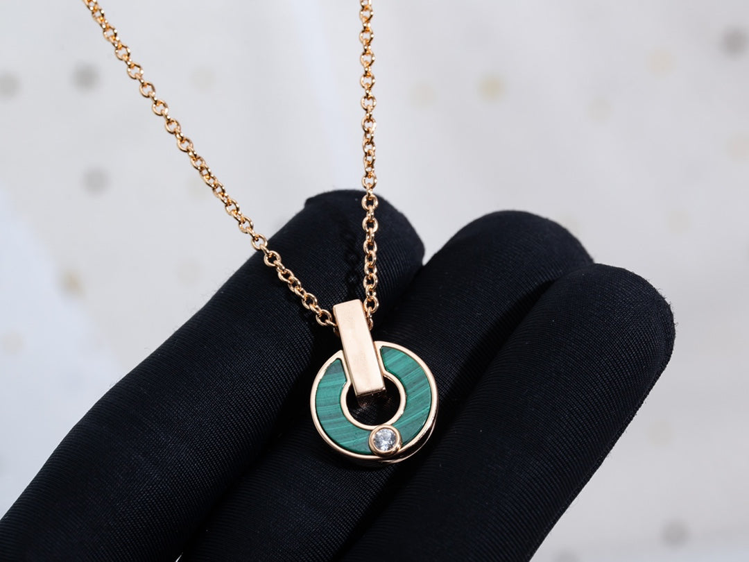 [Lumi Jewelry]GARI NECKLACE PINK GOLD MALACHITE